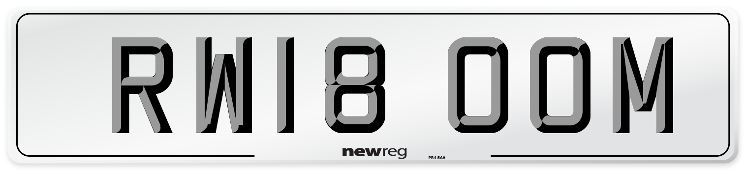 RW18 OOM Number Plate from New Reg